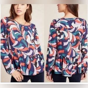 Maeve Anthropologie Cheyenne Peplum Blouse